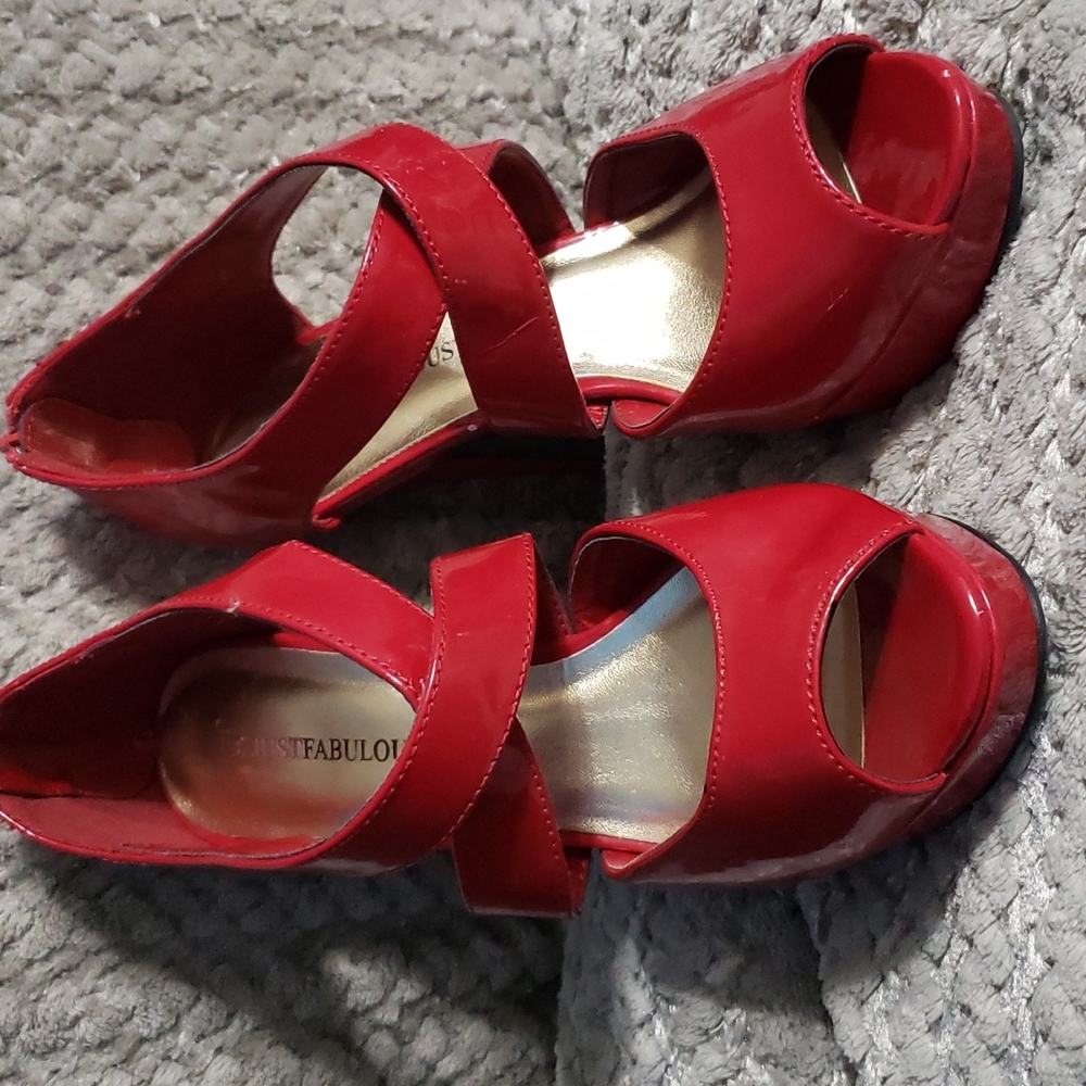 Sexy strappy red platform heels